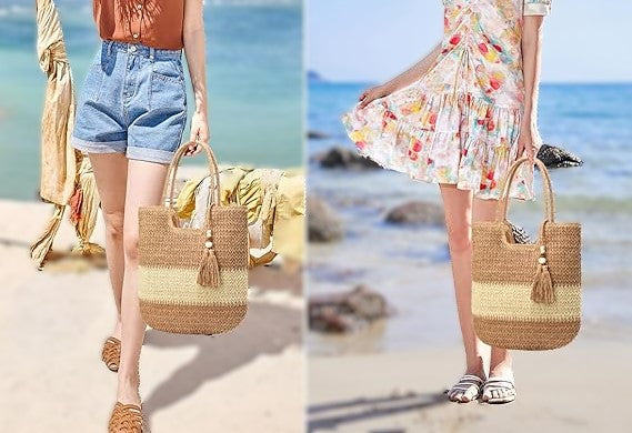 Large Straw Beach Bag for Women – Stylish & Spacious