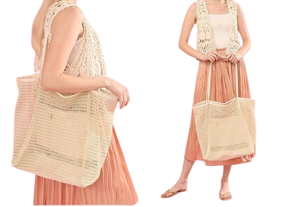 Mesh Beach Tote Bags for Women – Casual Hobo Pool Bags for Vacations
