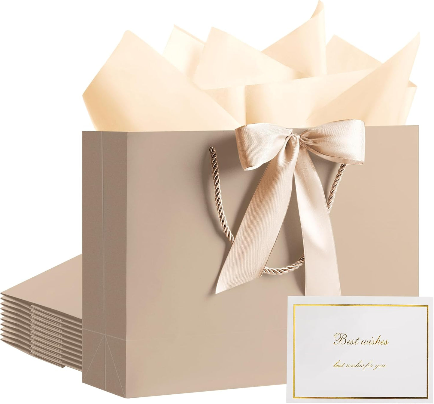 12.6'' Gift Bags Set - 10 Bags, Tissue & Greeting Cards