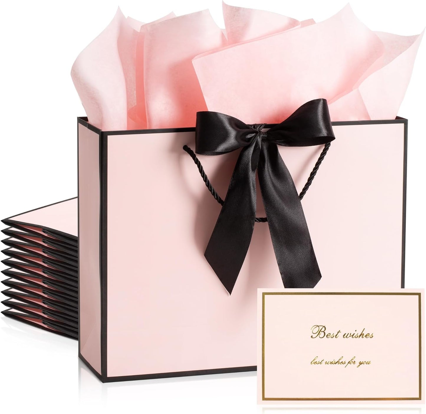 12.6'' Gift Bags Set - 10 Bags, Tissue & Greeting Cards