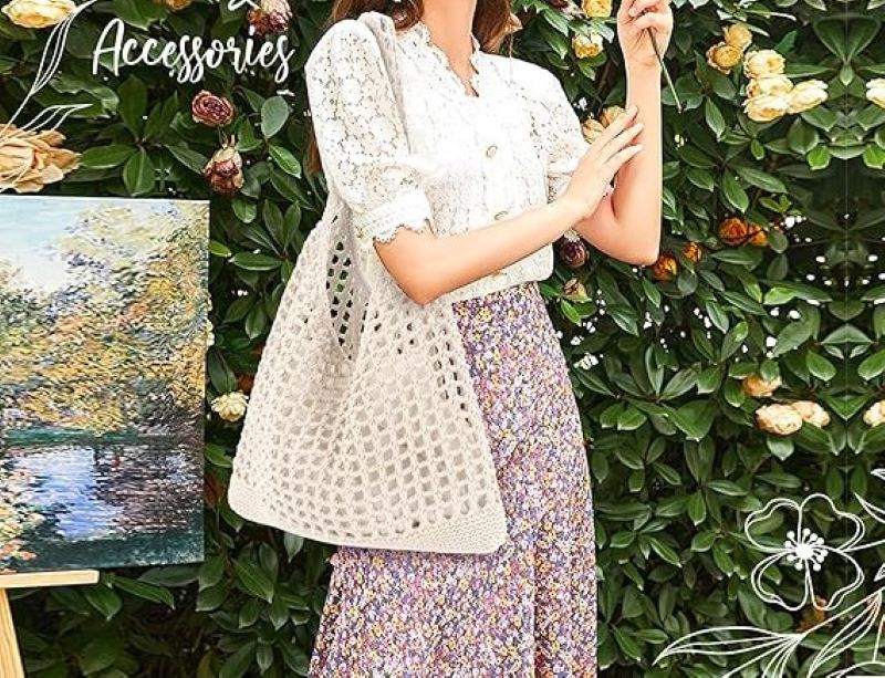 Crochet Beach Bag for Women Boho Summer Tote
