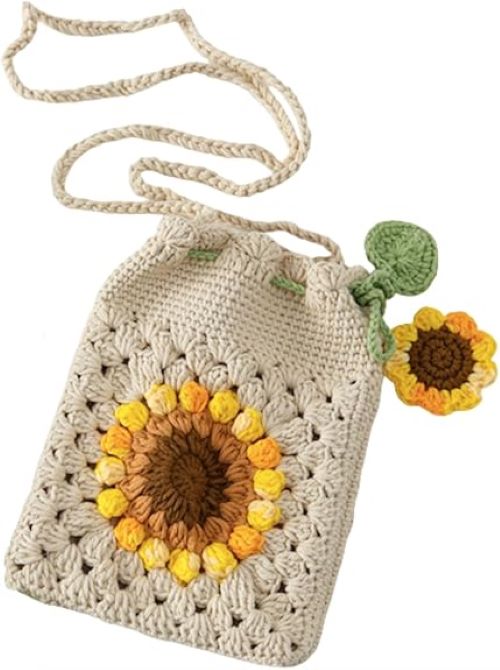 Handmade Sunflower Crochet Bag Crossbody for Women