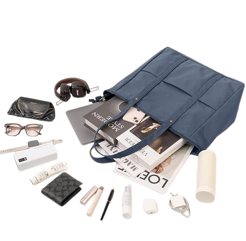 Extra Large Canvas Tote Bag with Zipper, Work Laptop Teacher Tote