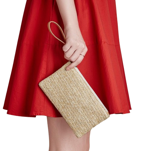 2Pcs Straw Clutch Purse Set – Boho Beach Handbags for Women