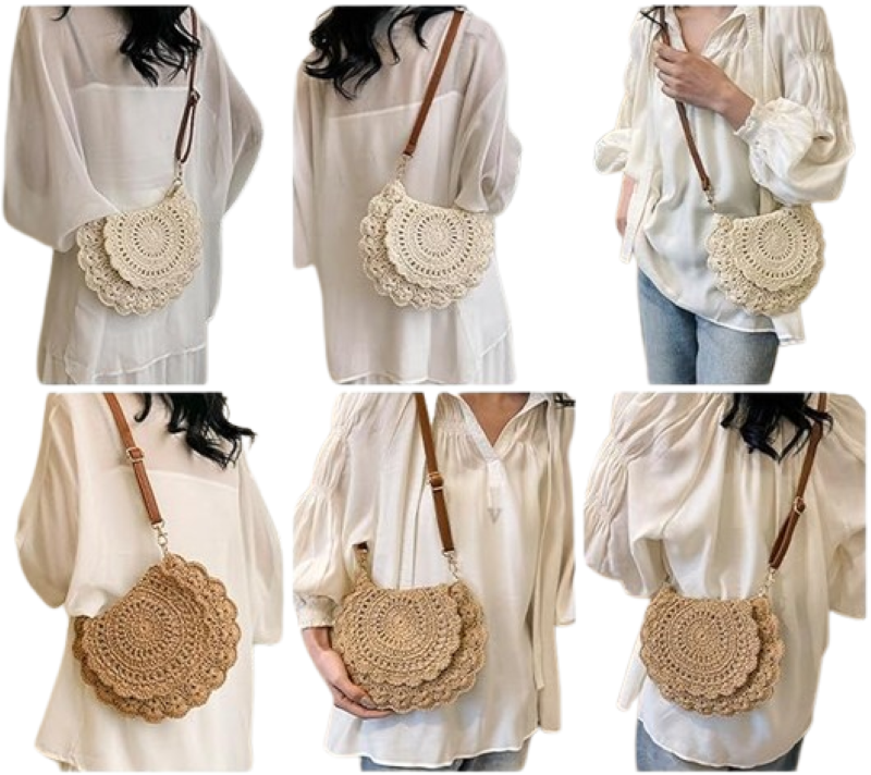 Crossbody Cotton Woven Beach Bag – Summer Straw Clutch for Women
