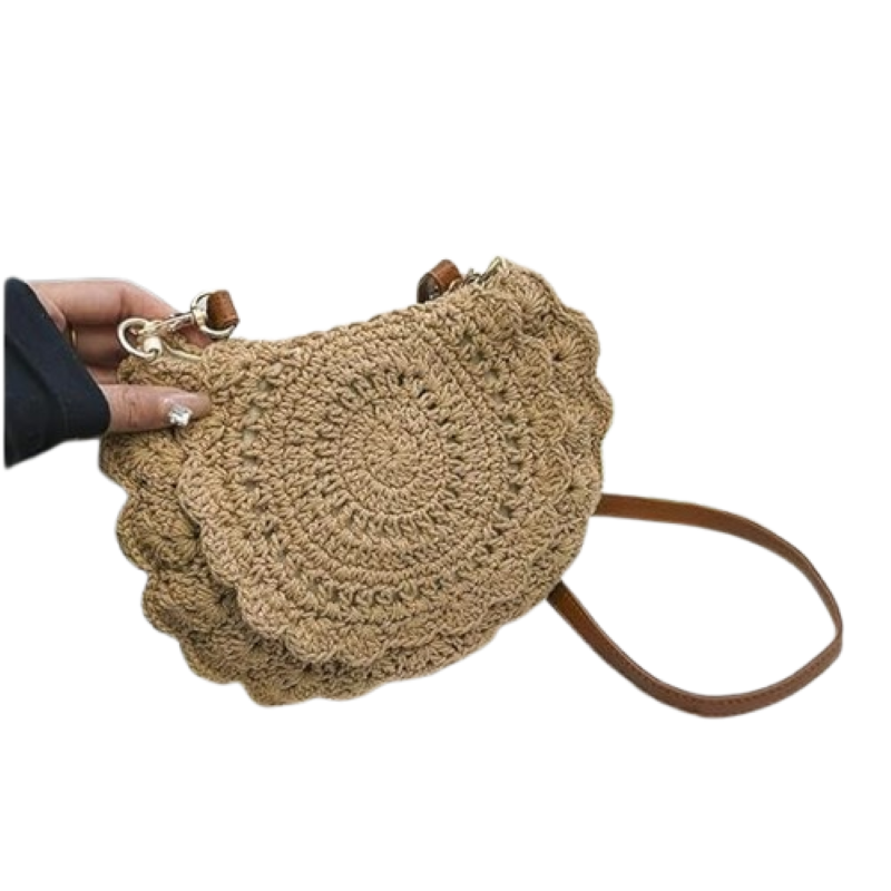Crossbody Cotton Woven Beach Bag – Summer Straw Clutch for Women