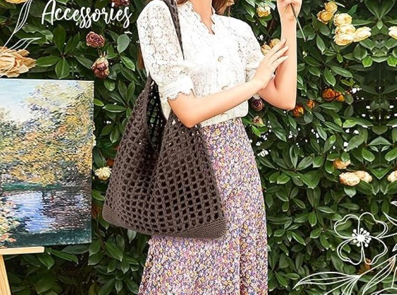 Crochet Beach Bag for Women Boho Summer Tote