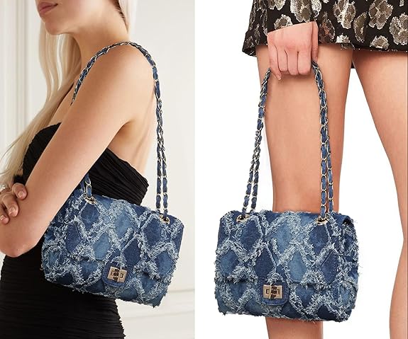 Youthful Quilted Denim Crossbody Bag – Trendy & Durable