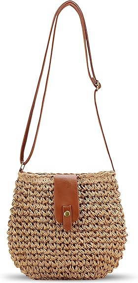 Boho Straw Crossbody Bag – Woven Summer Purse