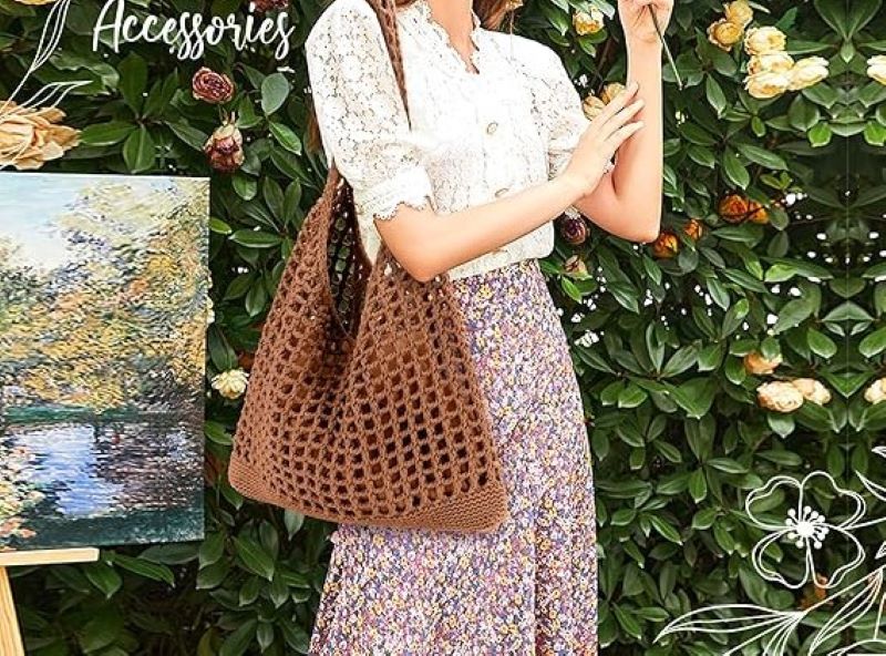 Crochet Beach Bag for Women Boho Summer Tote