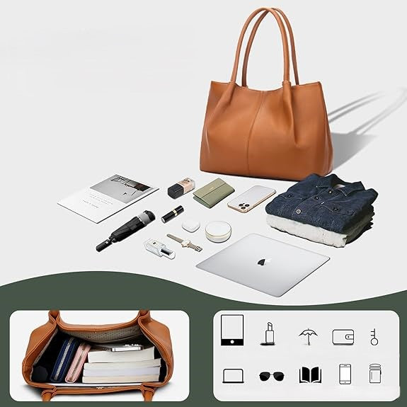Women’s Vegan Leather Tote Bag, Large Capacity Shoulder Purse