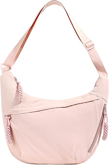 Nylon Crescent Shoulder Bag for Women - Slouchy Crossbody Hobo Purse
