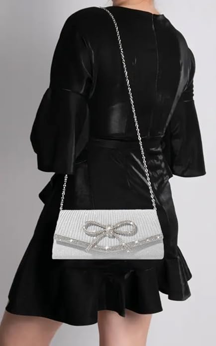 Sparkly Rhinestone Bow Clutch – Elegant Party Bag 2025