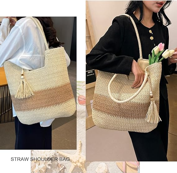 Large Straw Beach Bag for Women – Stylish & Spacious