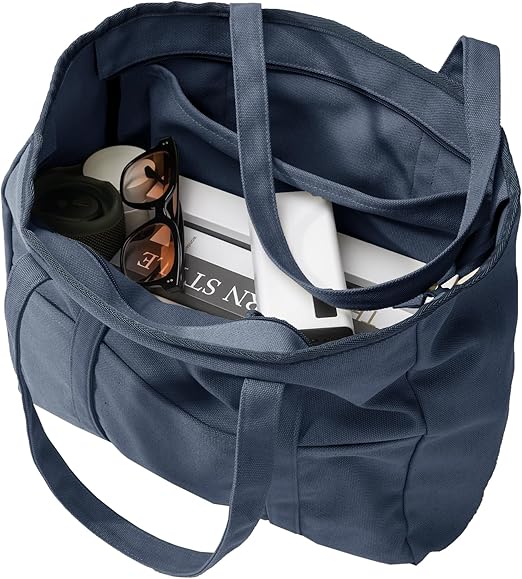 Extra Large Canvas Tote Bag with Zipper, Work Laptop Teacher Tote
