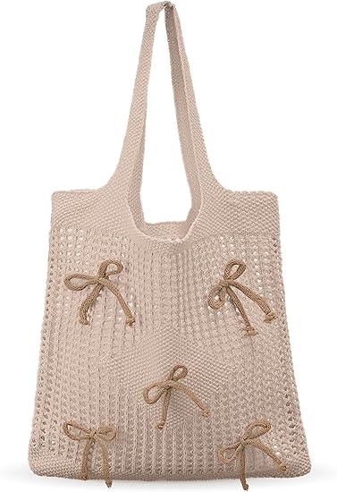 Coquette Bow Tote Bag for Women - Cute Preppy Beach Shoulder Bag for Summer