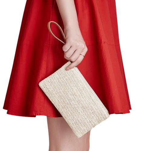 2Pcs Straw Clutch Purse Set – Boho Beach Handbags for Women