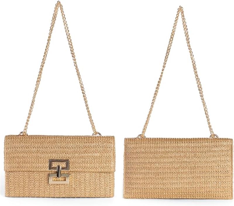 Women’s Boho Straw Clutch - Summer Shoulder & Evening Bag