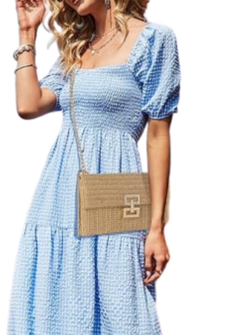 Women’s Boho Straw Clutch - Summer Shoulder & Evening Bag