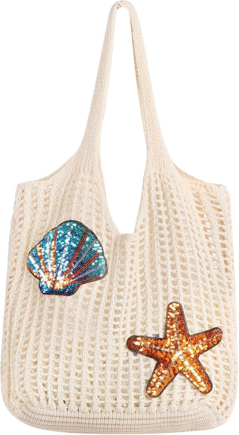 Knitted Crochet Tote Bag – Lightweight Boho Beach Bag