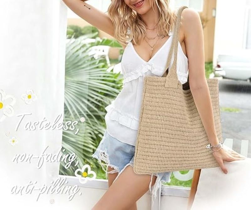 Women's Large Straw Crossbody Bag-Woven Summer Tote for Beach and Travel