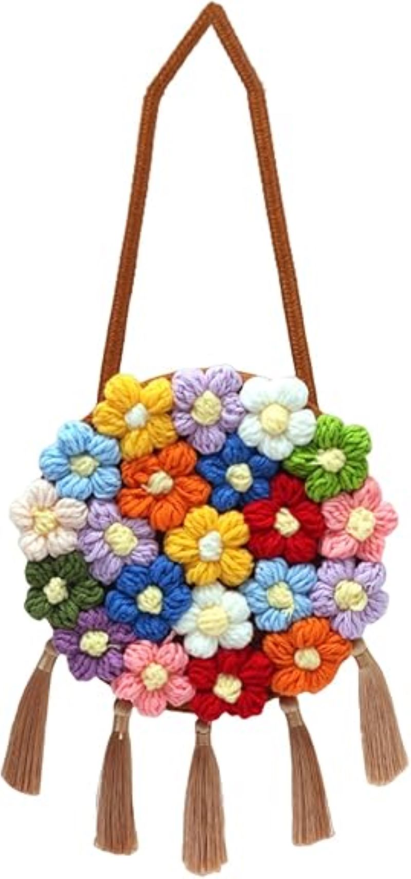 Handmade Crochet Floral Bag – Women's Crossbody Clutch with Magnetic Buckle