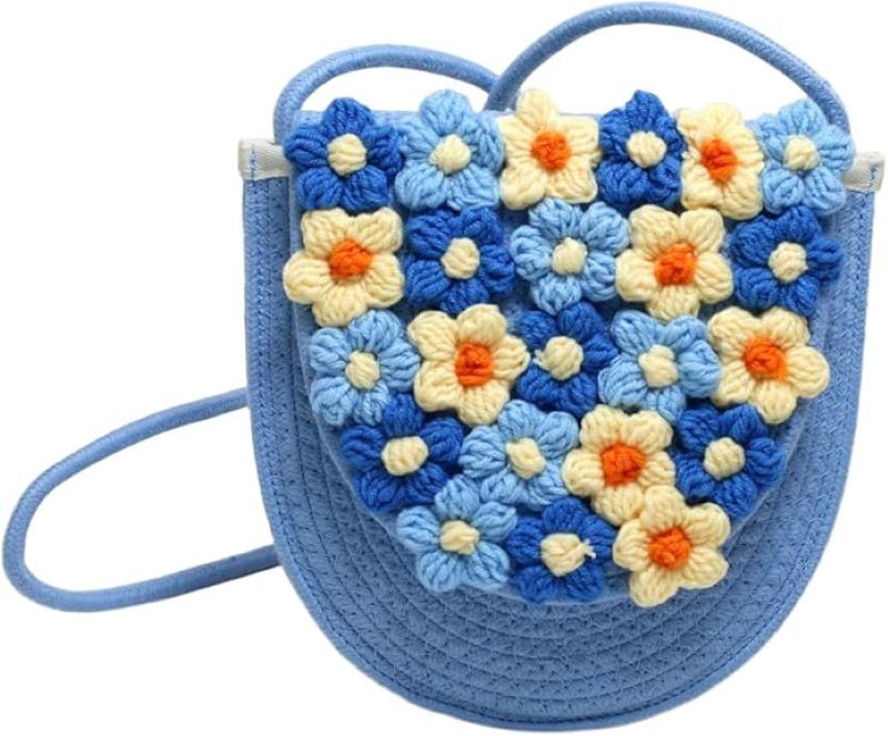 Handmade Crochet Floral Bag – Women's Crossbody Clutch with Magnetic Buckle
