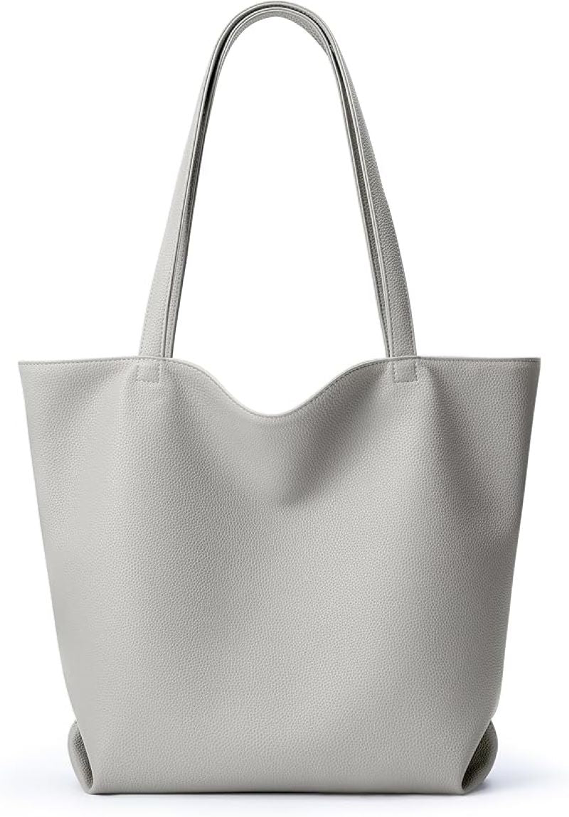 Soft PU Leather Tote Bag for Women - Large Casual Shoulder Handbag with Zipper