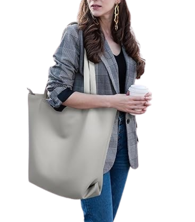 Soft PU Leather Tote Bag for Women - Large Casual Shoulder Handbag with Zipper