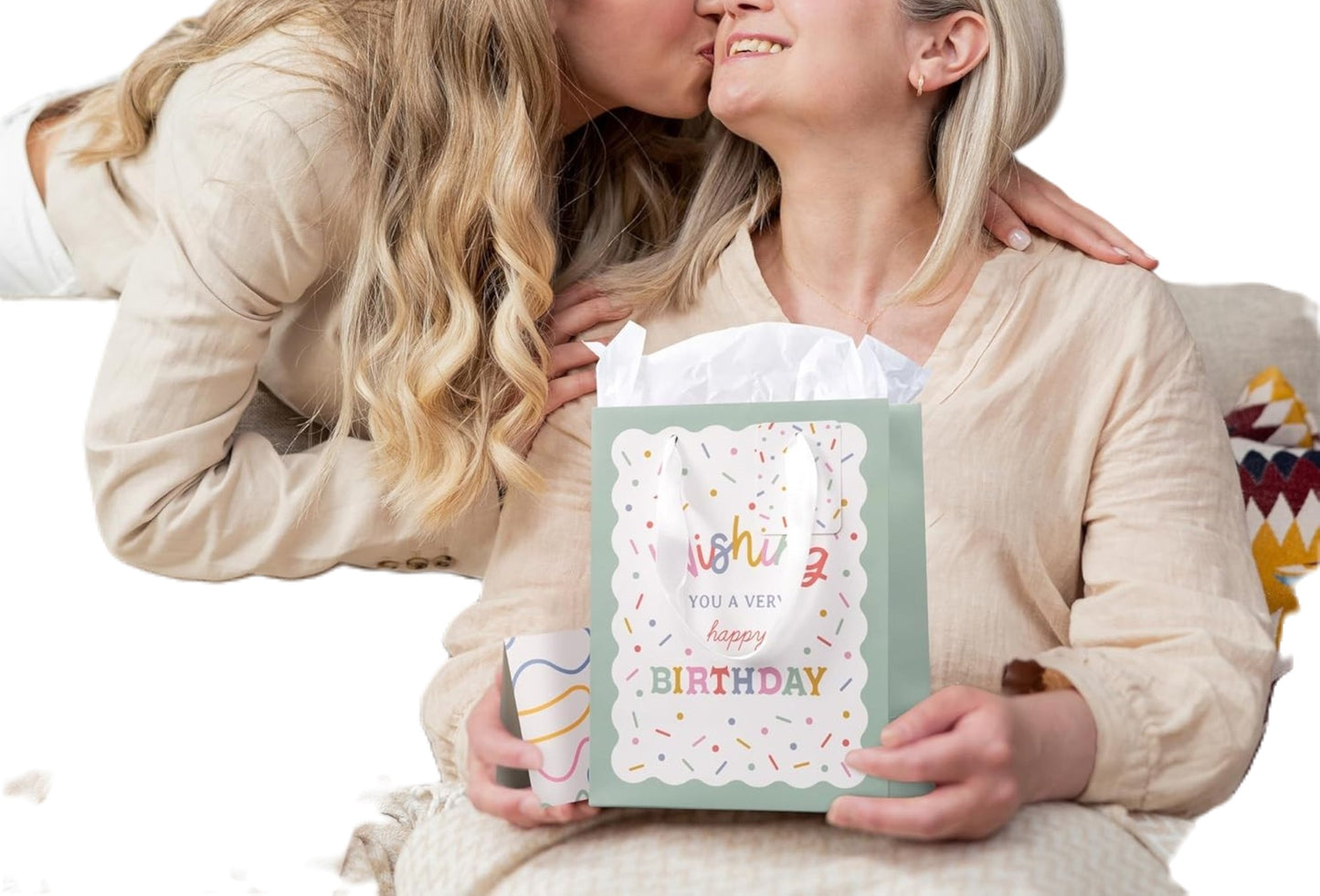 Beautiful Gift Bag Set of 4 with Tissue Paper, Cards & Stickers – Reusable