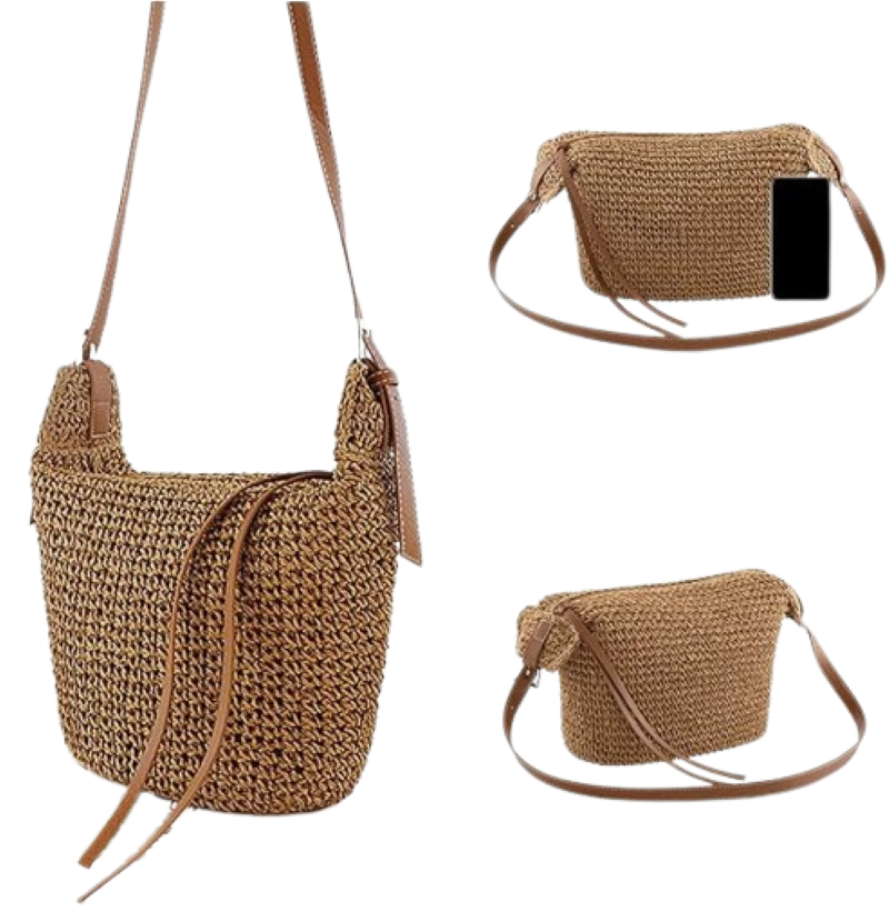 Handmade Straw Crossbody Bag-Small Summer Beach Purse