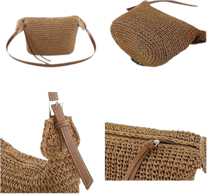 Handmade Straw Crossbody Bag-Small Summer Beach Purse