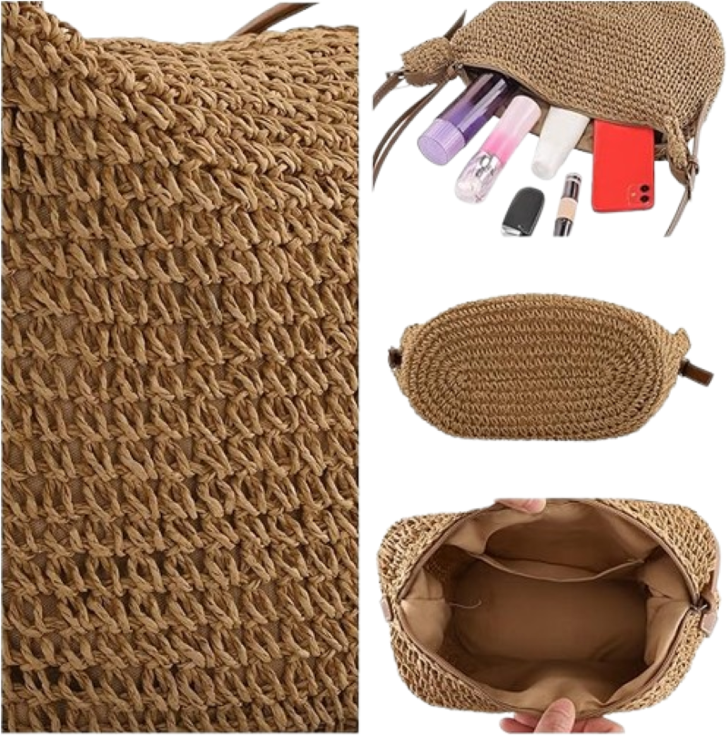 Handmade Straw Crossbody Bag-Small Summer Beach Purse