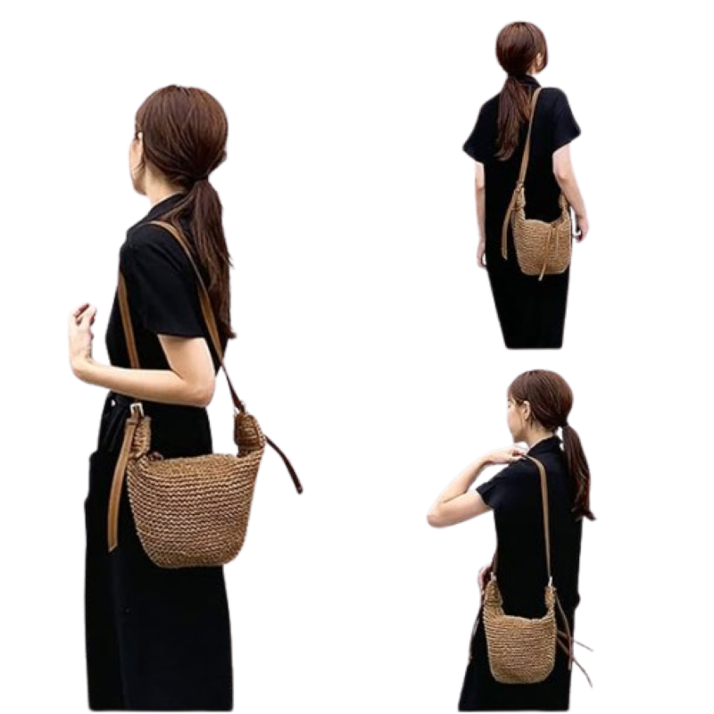 Handmade Straw Crossbody Bag-Small Summer Beach Purse