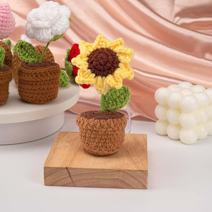 Handmade Crochet Flowers, Sunflower Decorations