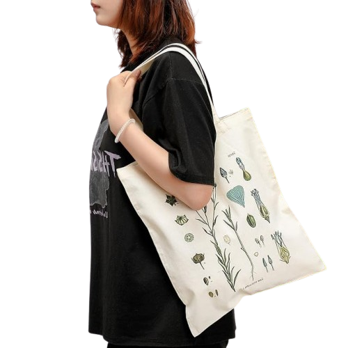 4-Piece Floral Canvas Tote Bag Set – Reusable Aesthetic Shopping Bags