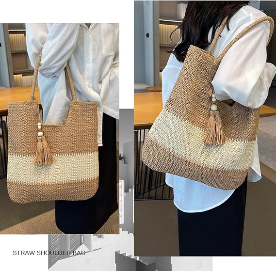 Large Straw Beach Bag for Women – Stylish & Spacious