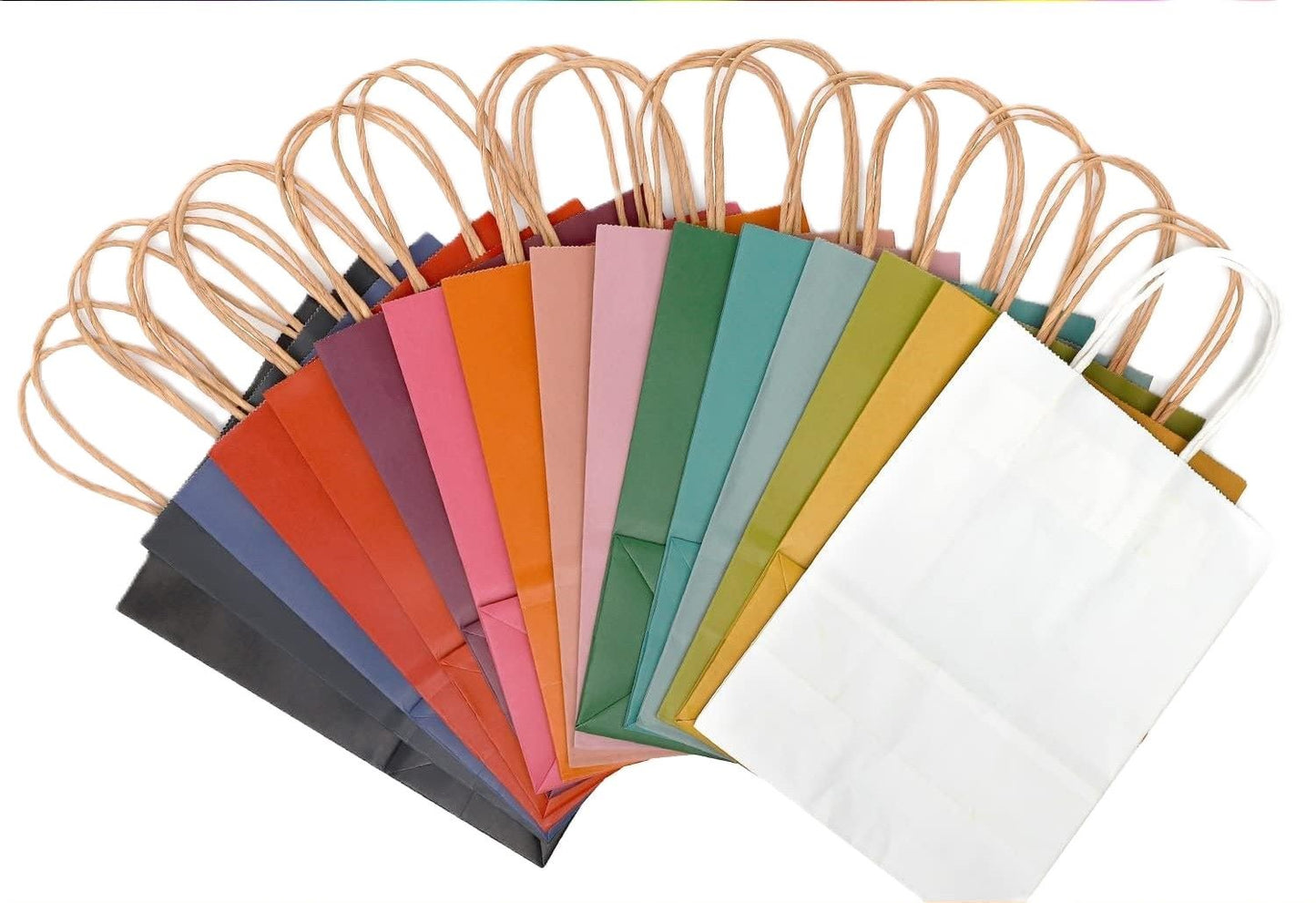 32 Paper Gift Bags with Handles - 16 Colors Bulk