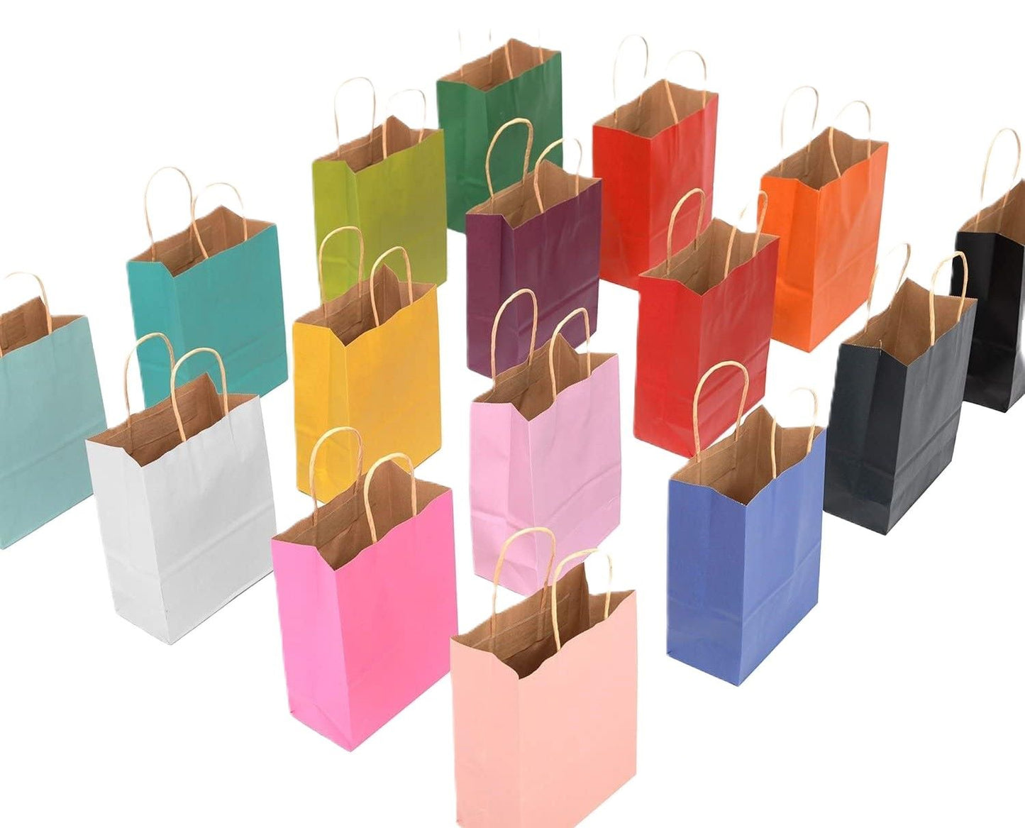32 Paper Gift Bags with Handles - 16 Colors Bulk