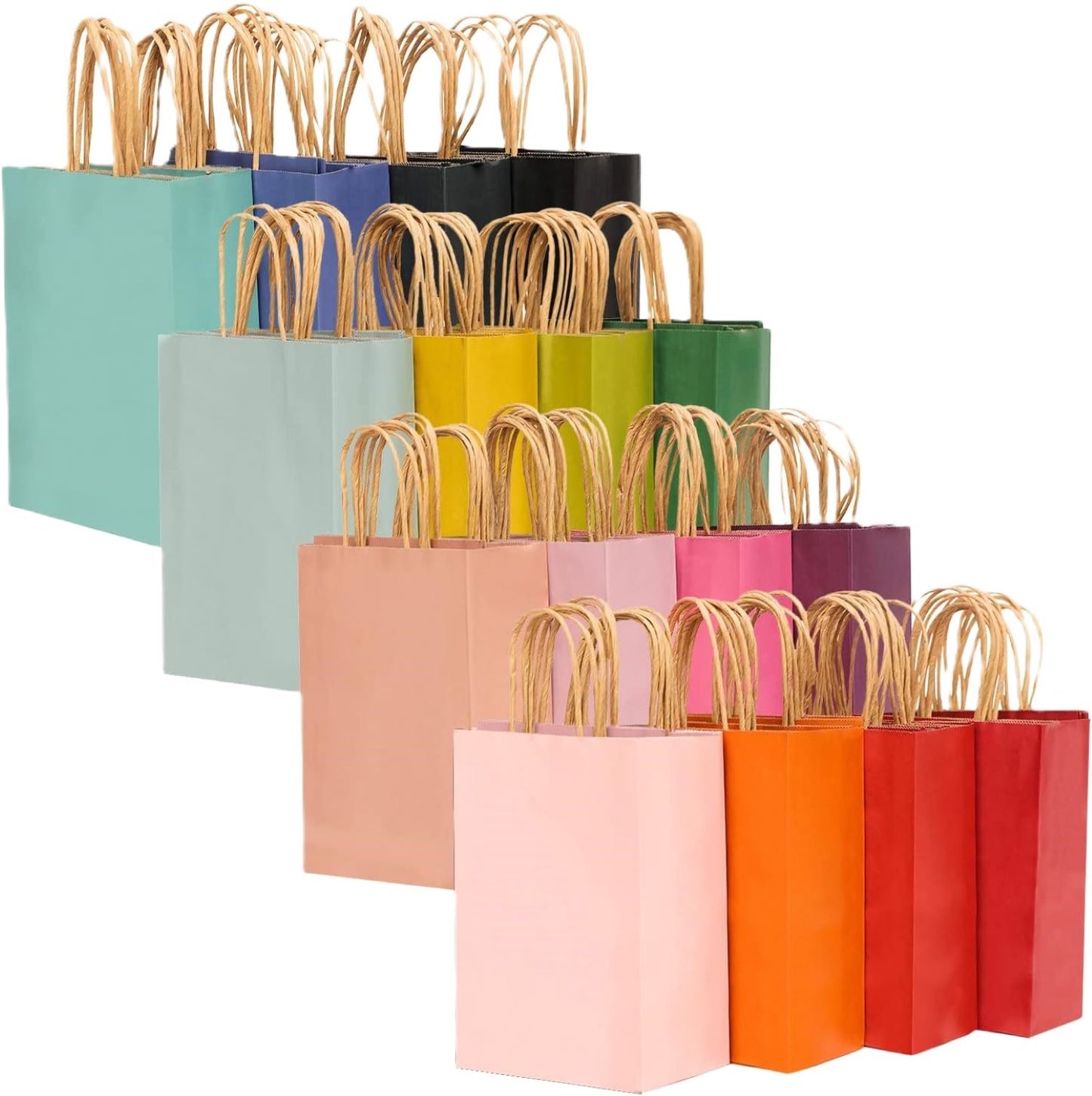 32 Paper Gift Bags with Handles - 16 Colors Bulk