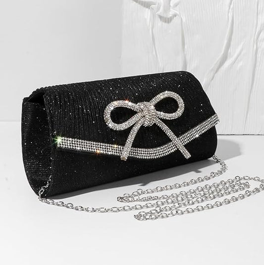 Sparkly Rhinestone Bow Clutch – Elegant Party Bag 2025