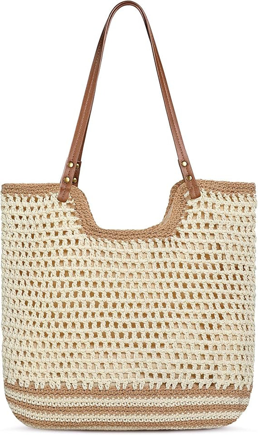 Handmade Beach Bag for Women, Soft Yarn Tote Bag