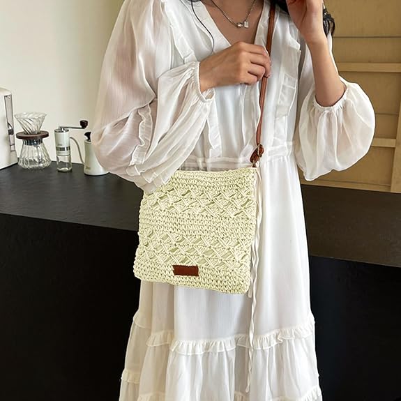 Straw Crossbody Bag Boho Small Summer Beach Purse