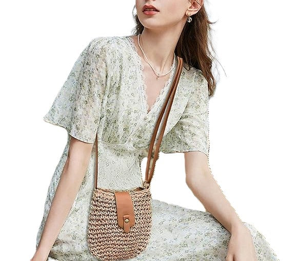 Boho Straw Crossbody Bag – Woven Summer Purse