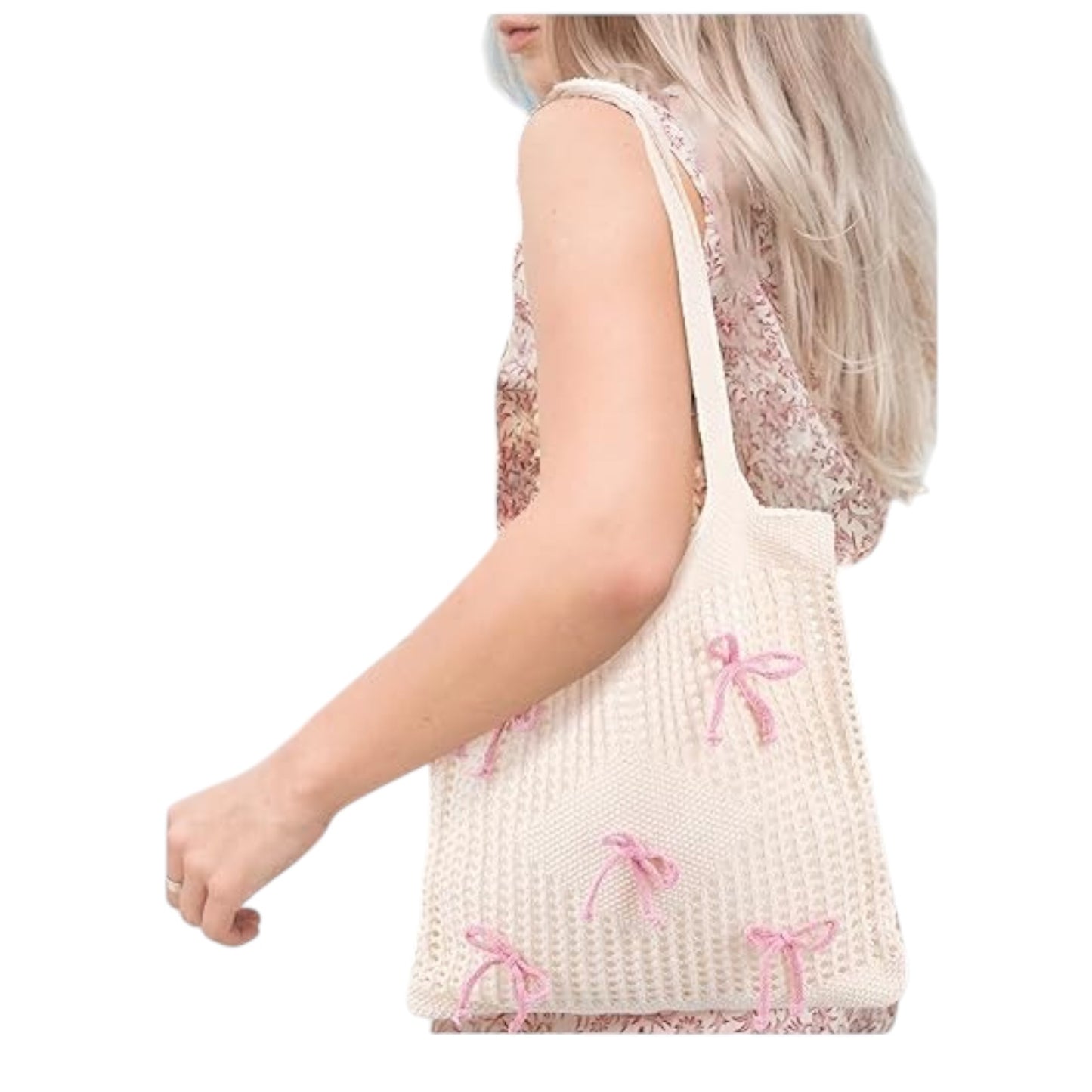 Coquette Bow Tote Bag for Women - Cute Preppy Beach Shoulder Bag for Summer