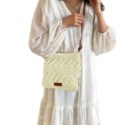 Straw Crossbody Bag Boho Small Summer Beach Purse
