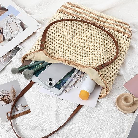 Handmade Beach Bag for Women, Soft Yarn Tote Bag