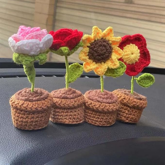 Handmade Crochet Flowers, Sunflower Decorations