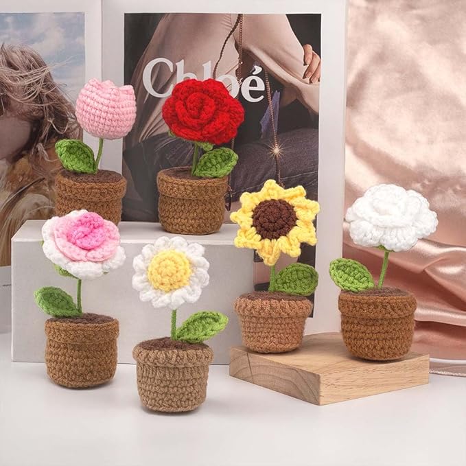 Handmade Crochet Flowers, Sunflower Decorations